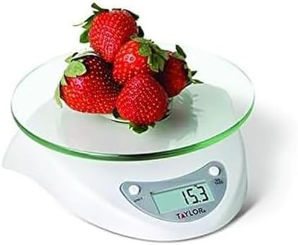 White digital scale with glass platform