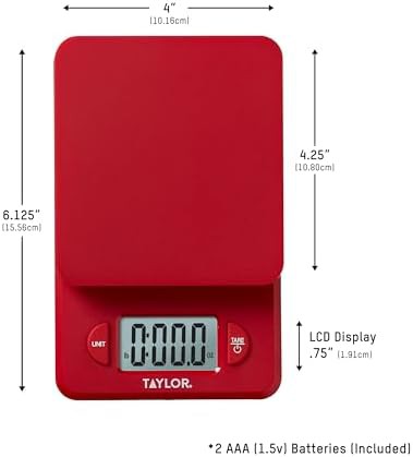 Compact red digital precision food scale — photo 3