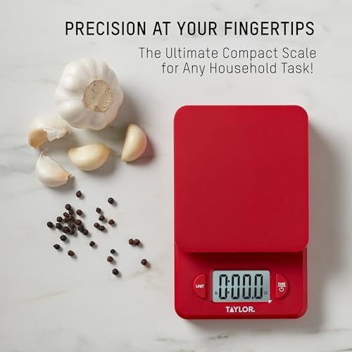 Compact red digital precision food scale — photo 4