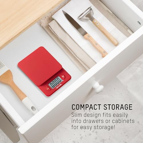 Compact red digital precision food scale — photo 5