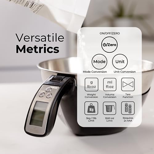 Black digital kitchen scale with mixing bowl — photo 4