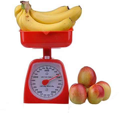 Red mechanical diet food scale with tray — photo 5