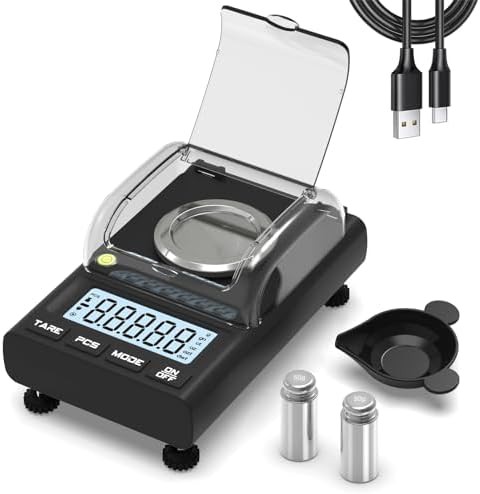 Milligram scale with two calibration weights