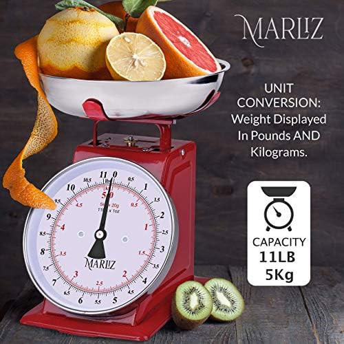 Red analog mechanical food scale with bowls — photo 4