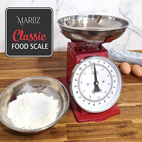 Red analog mechanical food scale with bowls — photo 5
