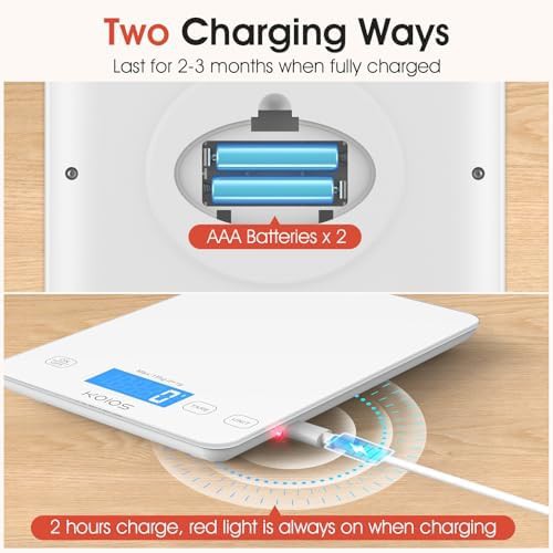 Rechargeable tempered glass kitchen scale 33 lb — photo 4