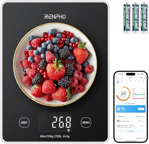 Black smart nutritional food scale with app