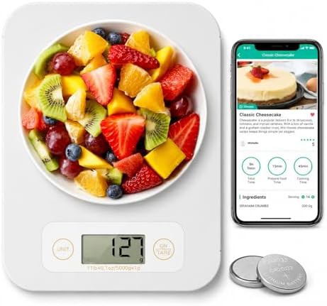 White smart food scale with nutritional calculator