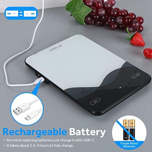 Rechargeable tempered glass kitchen scale with LED — photo 5