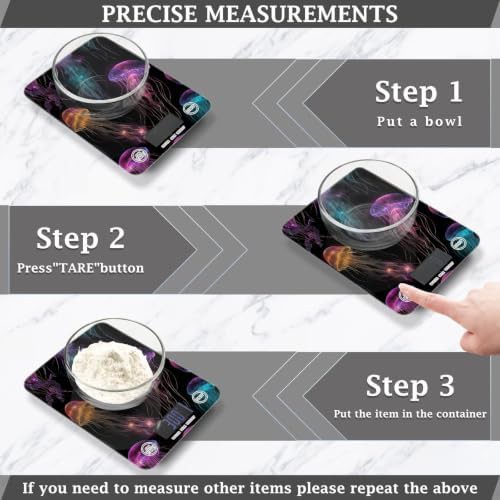 Jellyfish black waterproof glass kitchen scale — photo 3