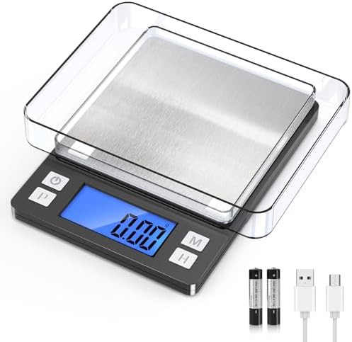 Grey rechargeable digital scale with hold function