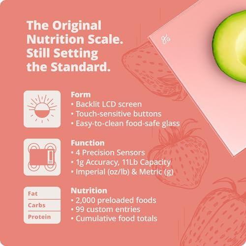 Pink digital food scale with nutrition calculator — photo 3