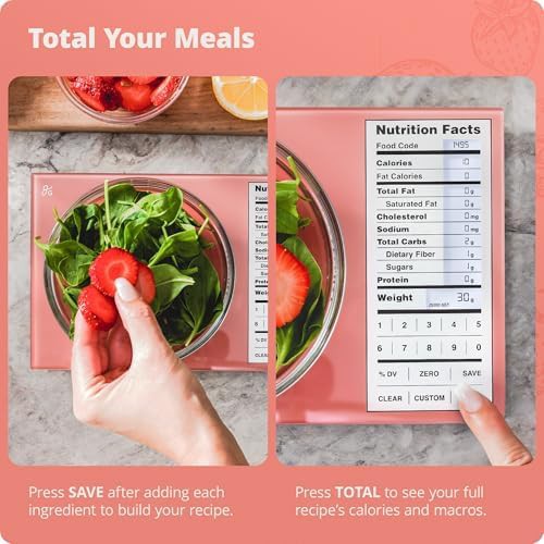 Pink digital food scale with nutrition calculator — photo 4