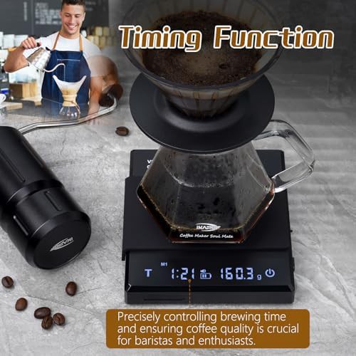 Black rechargeable drip espresso scale with timer — photo 3