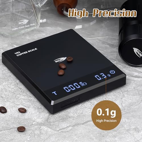 Black rechargeable drip espresso scale with timer — photo 4