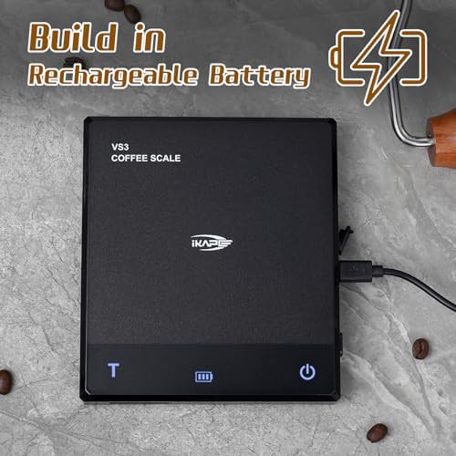 Black rechargeable drip espresso scale with timer — photo 5