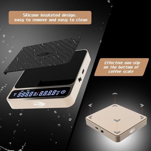 Gold aluminum espresso scale with timer — photo 4