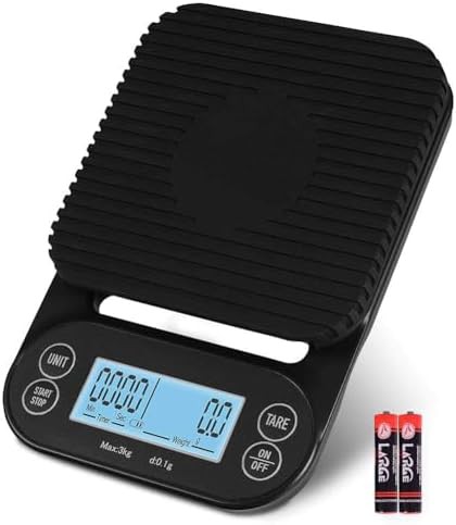 Black coffee scale with silicone pad and timer