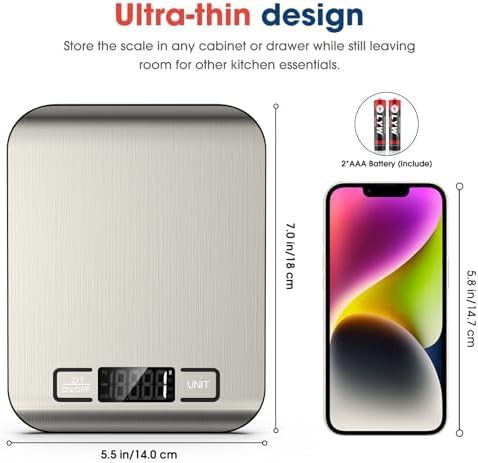 Stainless steel food scale with tare function — photo 4