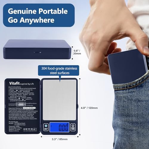 Blue pocket gram scale with bubble level — photo 3