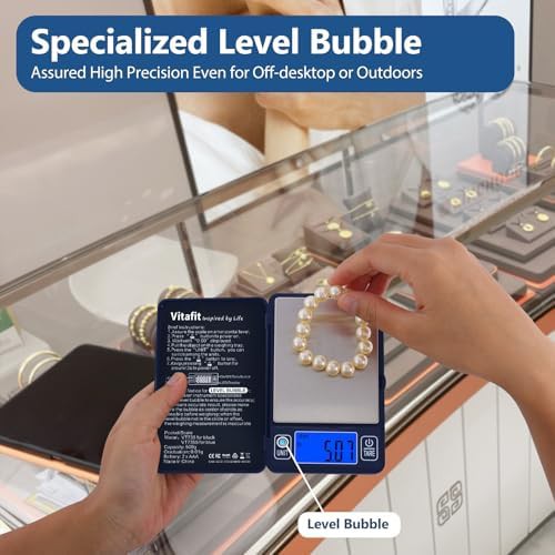 Blue pocket gram scale with bubble level — photo 4
