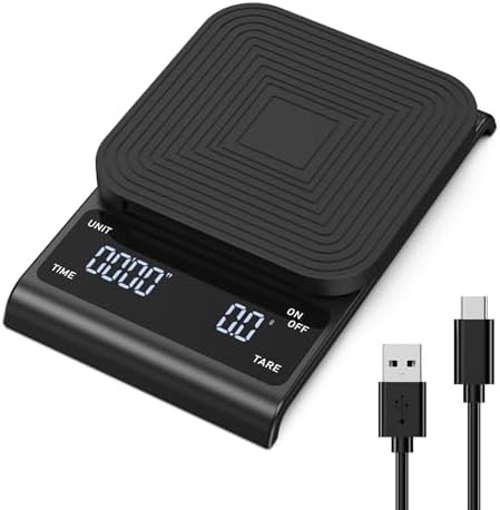 Rechargeable LED coffee scale in black