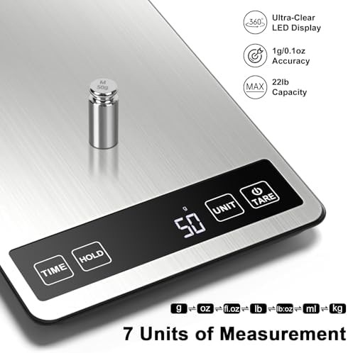 Food kitchen scale with timer and seven units — photo 4