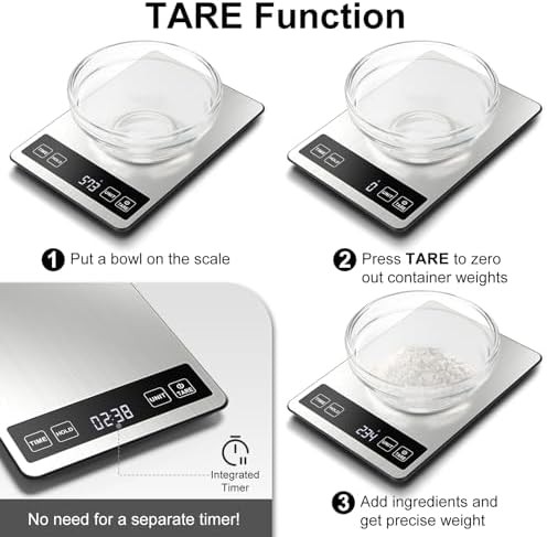 Food kitchen scale with timer and seven units — photo 5