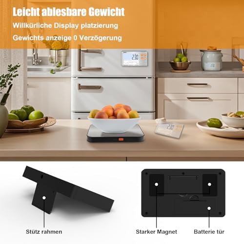 Stainless steel kitchen scale with split LCD display — photo 3