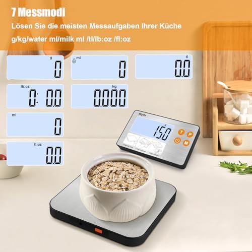 Stainless steel kitchen scale with split LCD display — photo 5
