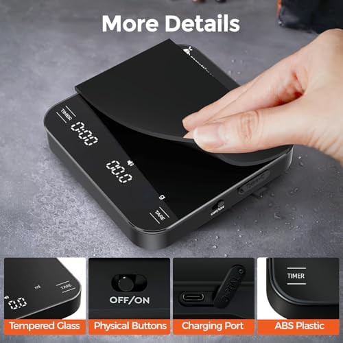 Black rechargeable mini coffee scale — photo 5