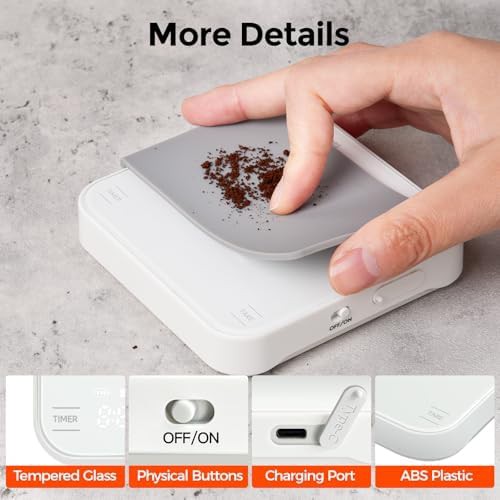White rechargeable mini coffee scale — photo 5