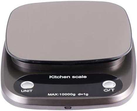 Rechargeable stainless steel kitchen scale in grey