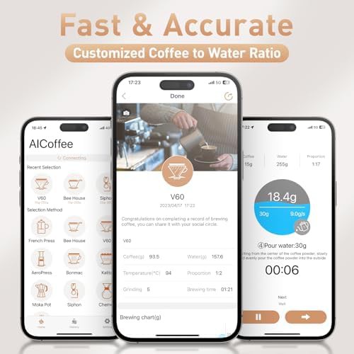 White mini precision coffee scale with app — photo 4