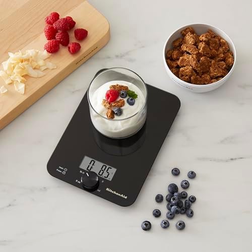 Black glass kitchen scale with rotating knob — photo 3