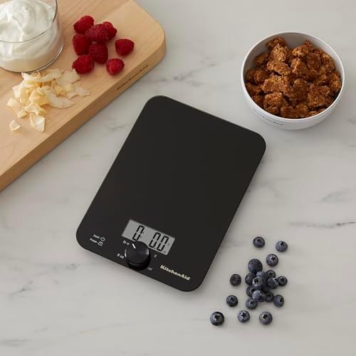 Black glass kitchen scale with rotating knob — photo 4