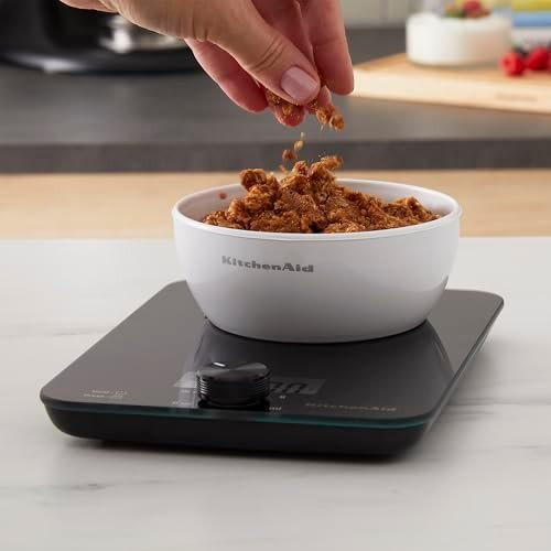 Black glass kitchen scale with rotating knob — photo 5