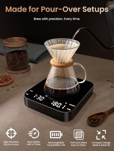 Rechargeable pour-over coffee scale with timer — photo 3