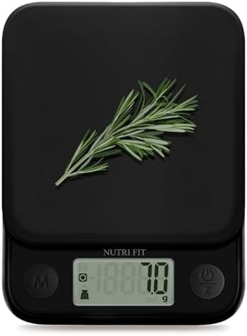 Mini black digital scale with 0.1g precision