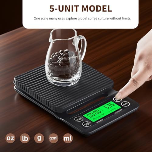 Black coffee scale with built-in timer — photo 5