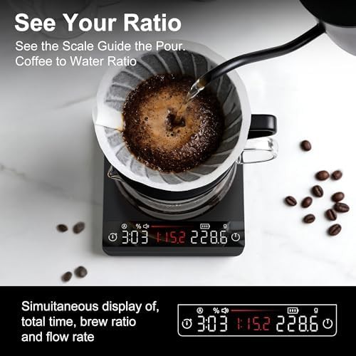 Portable metal coffee scale with flow rate — photo 4