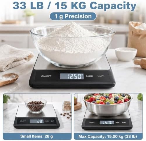 Stainless steel USB rechargeable digital kitchen scale — photo 3