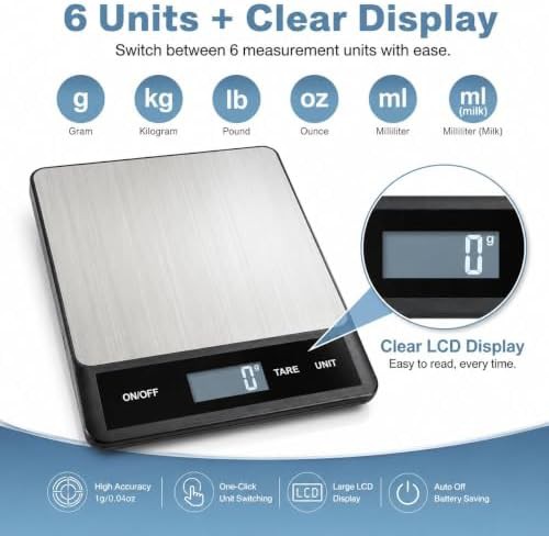 Stainless steel USB rechargeable digital kitchen scale — photo 4