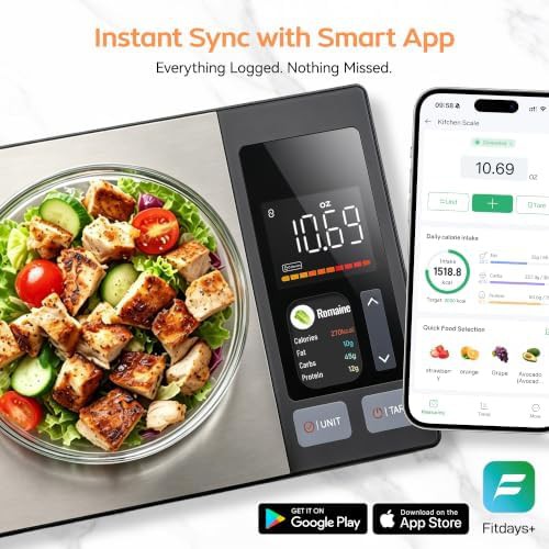 Smart black food scale with TFT display — photo 4